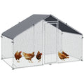 Galvanised Walk-In Chicken Coop with Cover – 3 × 1.7 × 1.9m