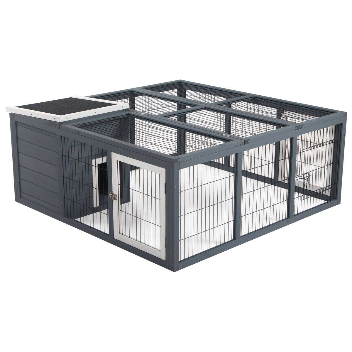 Rabbit Hutch with Opening Top – Grey, 123cm