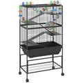 Five-Tier Small-Pet Cage with Wheels and Storage Shelf – Style: Default
