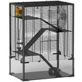Four-Tier Hamster Cage with Glass Base & Wheel – 60 × 40 × 80cm