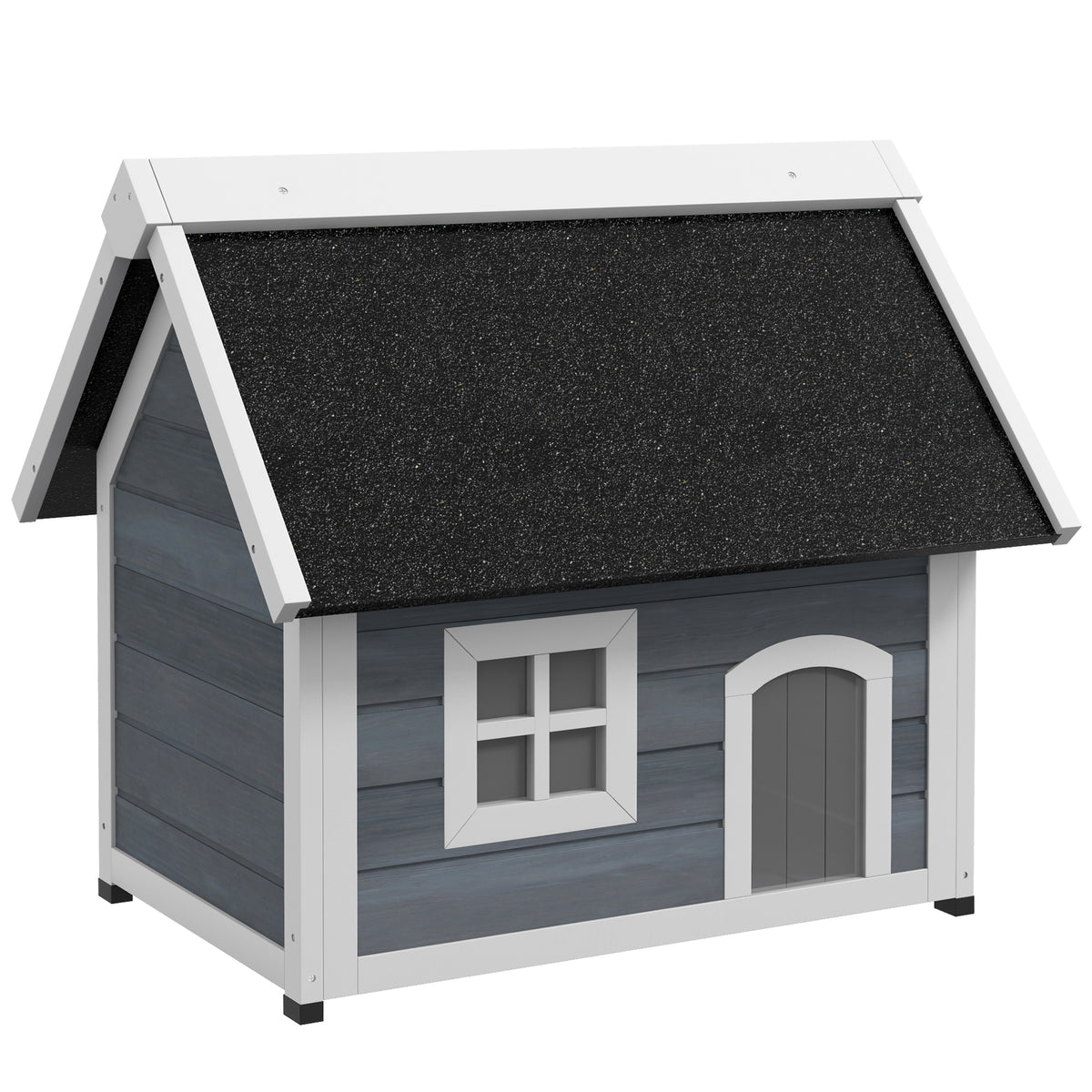 Wooden Outdoor Cat House with Opening Roof & Three Doors – Grey