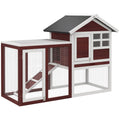 Wooden Rabbit Hutch with Run & Pull-Out Tray – Brown, 124cm