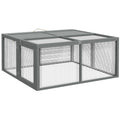 Folding Wooden Rabbit Hutch – Grey
