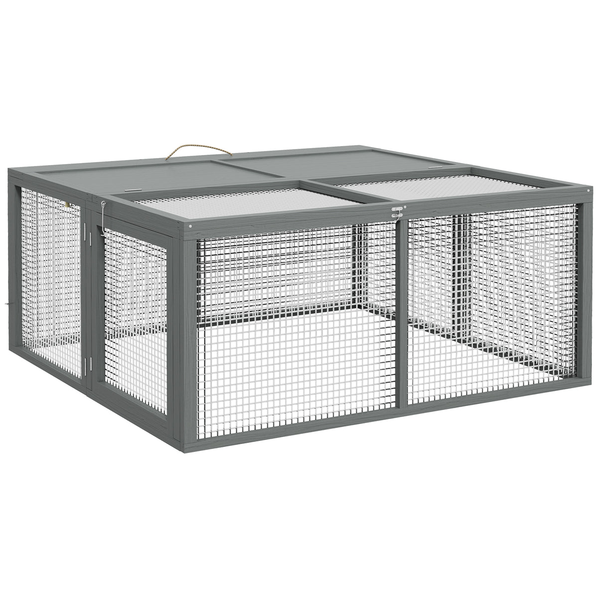 Folding Wooden Rabbit Hutch – Grey