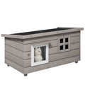 Raised Wooden Outdoor Cat House with Opening Top, Asphalt Roof & Window – Grey