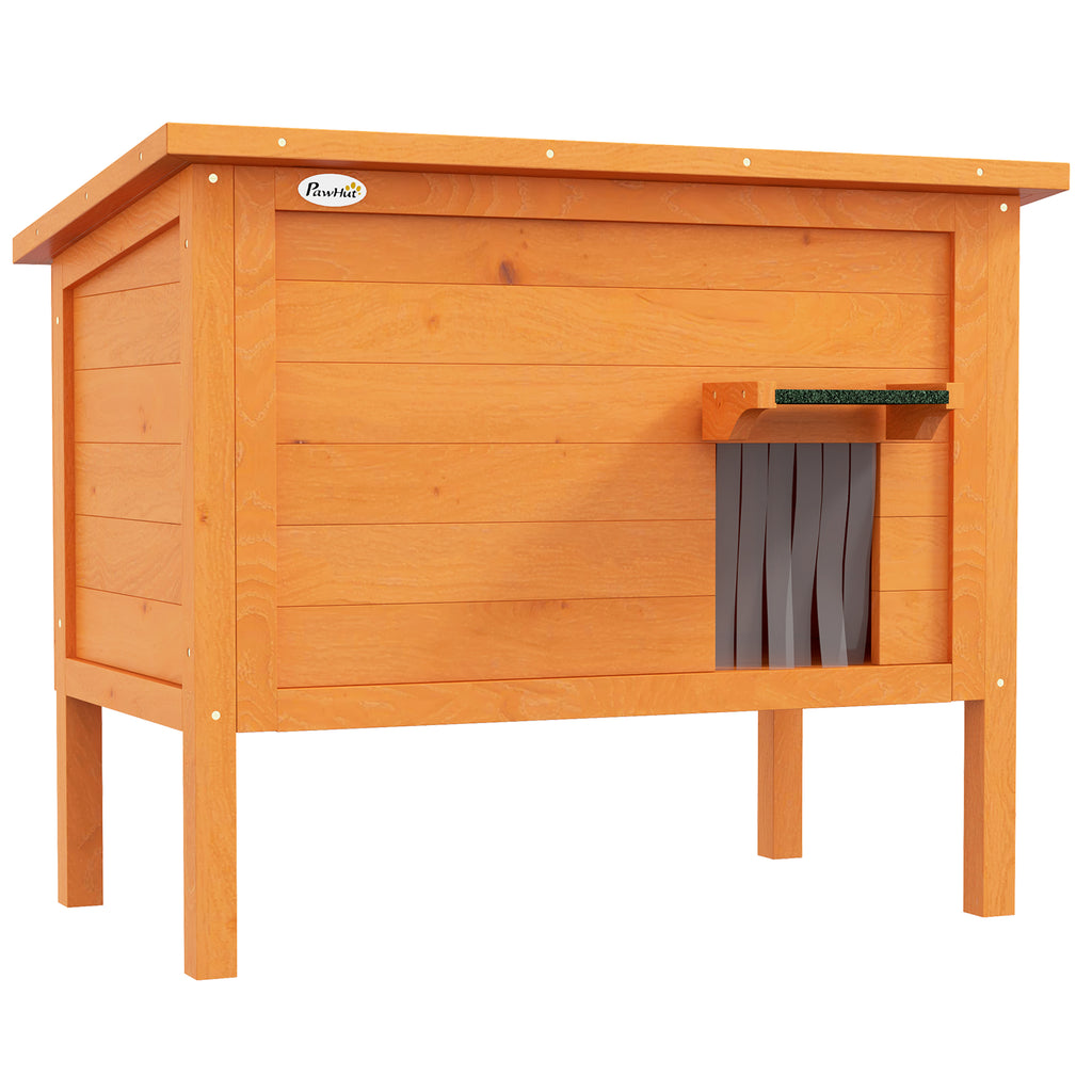 Wooden Cat House with Removable Floor & Opening Roof – Orange