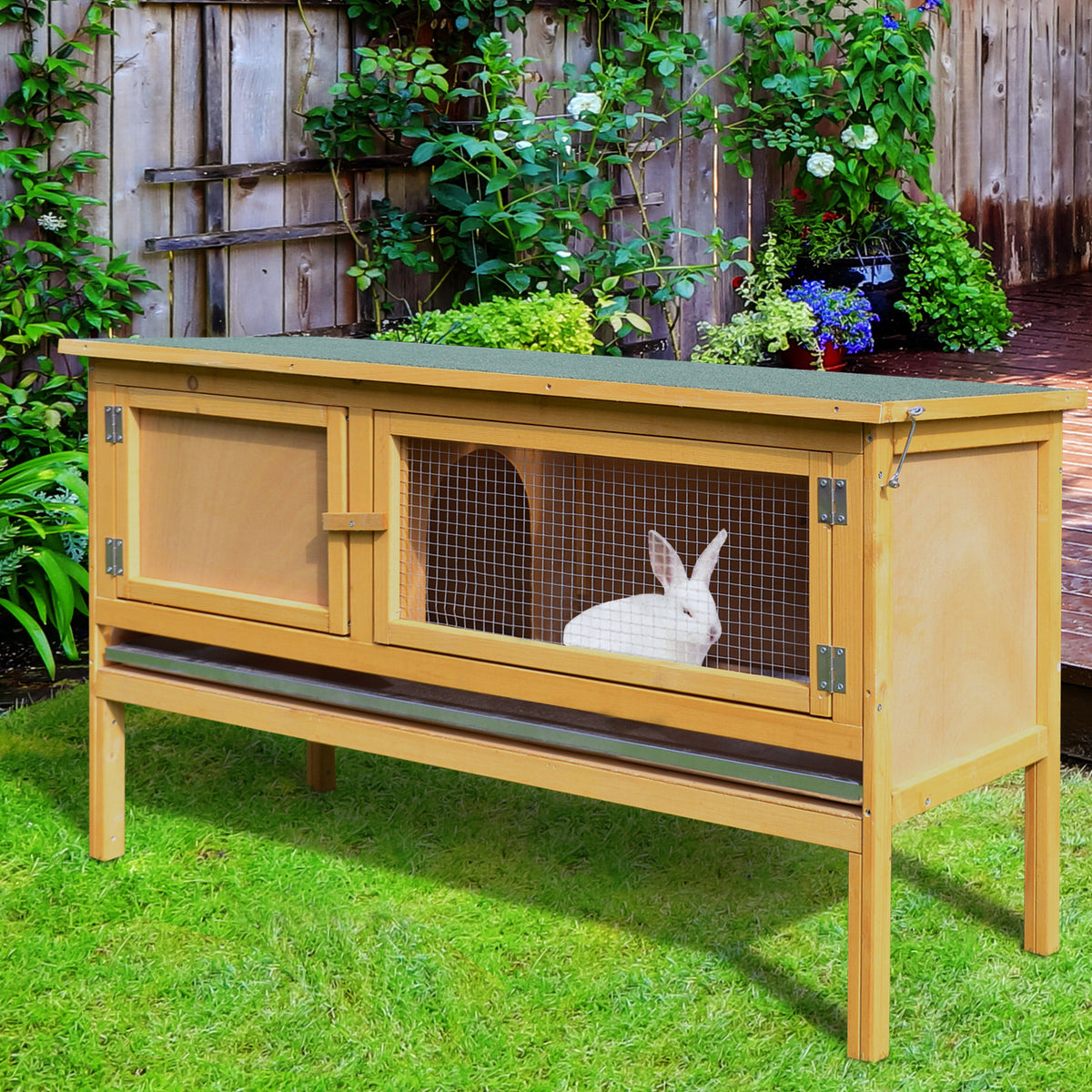 Rabbit & Guinea Pig Hutch with Opening Roof – 115cm