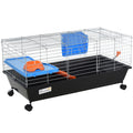 Wheeled Small Animal Cage with Platform & Ramp – Black, 89cm