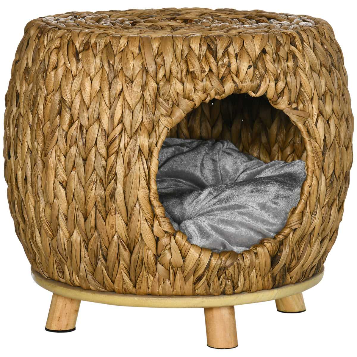Wicker Cat Bed Stool with Washable Cushion – 44 × 43 × 41cm