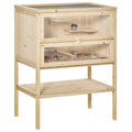 Wooden Hamster Cage with Storage Shelf – Natural, 60 × 40 × 80cm