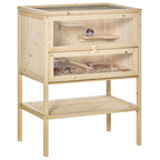 Wooden Hamster Cage with Storage Shelf – Natural, 60 × 40 × 80cm