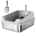 Stainless Steel Cat Litter Box with High Sides & Metal Scoop – 70 × 50 × 30cm