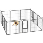 Twelve-Panel Dog Playpen with Doors – Black, 60cm