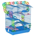 Five-Tier Hamster Cage with Wheels, Tunnels & Accessories – Blue