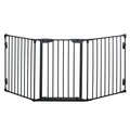 Folding Three-Panel Metal Pet Gate with Automatic Closing Door – Black