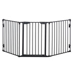 Folding Three-Panel Metal Pet Gate with Automatic Closing Door – Black