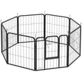 Eight-Panel Dog Playpen with Door – Black, 60cm Tall