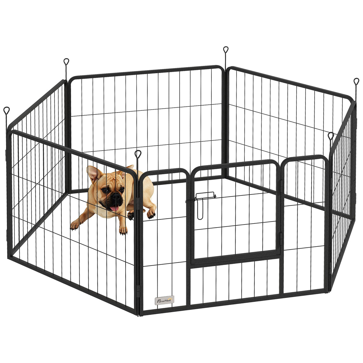 Six-Panel Dog Playpen with Door – Grey, 60cm