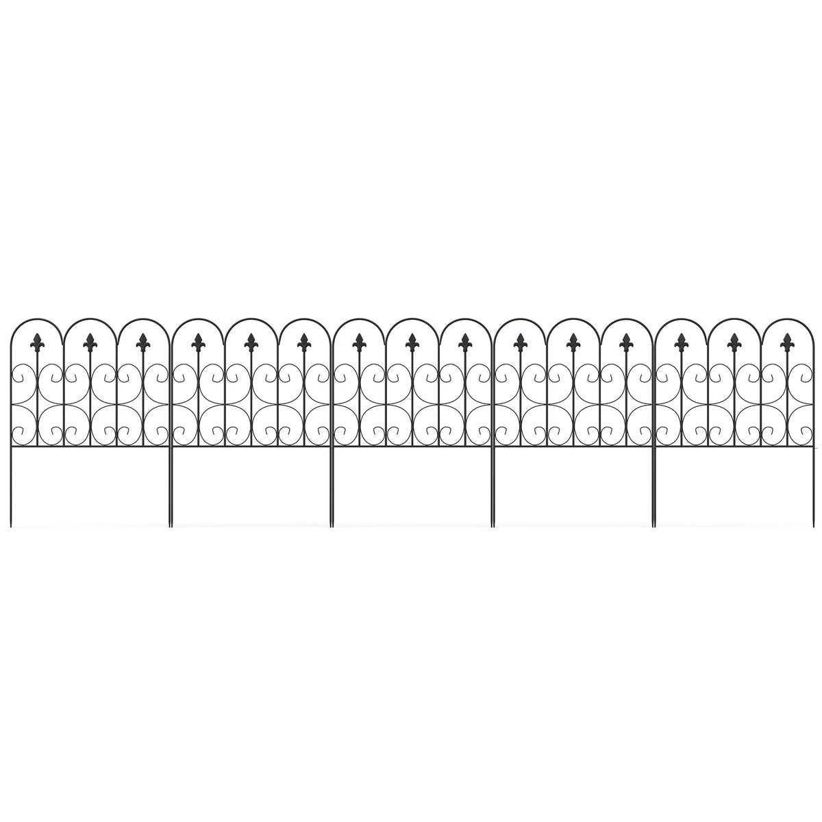 Decorative Metal Garden Animal-Barrier Fence – Black, 83cm High × 3m Long, 5 Panels