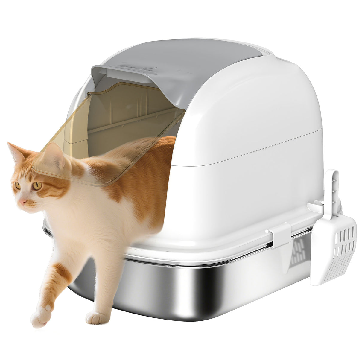 Stainless Steel Cat Litter Box with Lid & Scoop