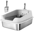 High-Sided Stainless Steel Cat Litter Box with Scoop – XL, 60 × 40 × 30cm