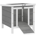 Wooden Rabbit & Guinea Pig House with Opening Roof – Grey, 51cm