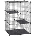 Modular Small Animal Playpen with Three Doors & Two Ramps – Black, 39 Panels