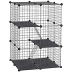 Modular Small Animal Playpen with Three Doors & Two Ramps – Black, 39 Panels