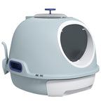 Enclosed Cat Litter Box with Drawer & Scoop – Blue