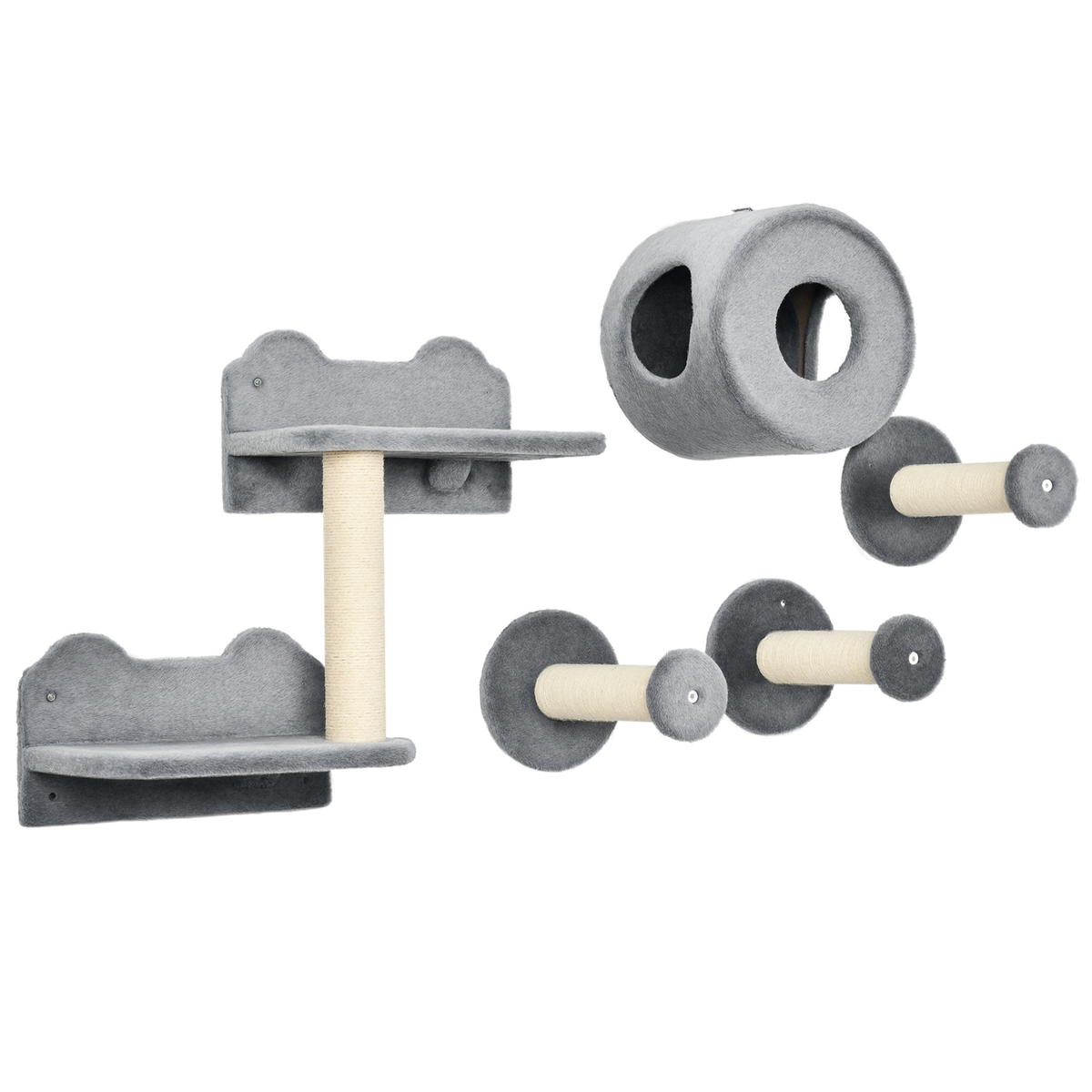 Cat Wall Furniture with Perch, House & Scratching Post – 5-Piece Set