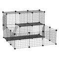 Metal Mesh Small Animal Playpen with Door & Mallet – Black, 105 × 105 × 70cm
