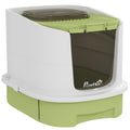 Top-Entry Cat Litter Box with Lid, Scoop & Deodorisation Bags – Green