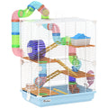 Five-Tier Hamster Cage with Exercise Wheels & Tunnel – Light Blue