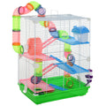 Five-Tier Hamster Cage with Exercise Wheels & Tunnel – Green