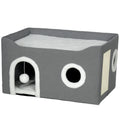 Folding Cat House Bed with Toy Ball & Scratch Pad – Grey
