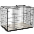 Folding Two-Door Dog Crate with Tray & Cushion – Black, 75cm