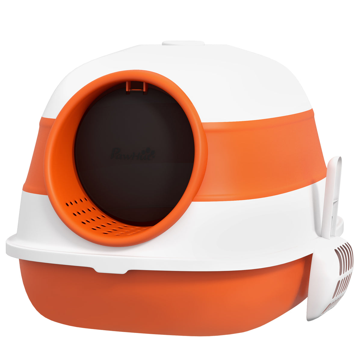 Folding Cat Litter Tray with Lid & Scoop – Orange