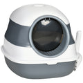 Folding Cat Litter Tray with Lid & Scoop – White