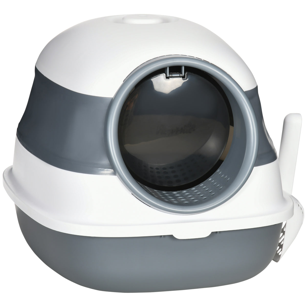 Folding Cat Litter Tray with Lid & Scoop – White