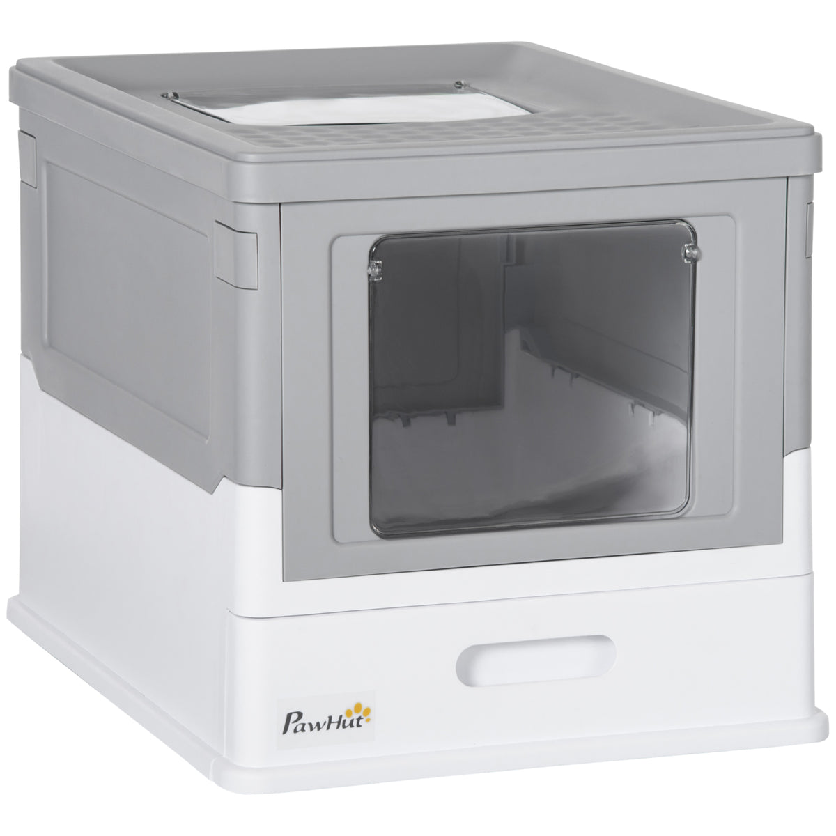 Hooded Front-Entry Cat Litter Box with Scoop – Grey