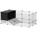 Modular Small Animal Cage with Raised Huts – Black, 31 Panels