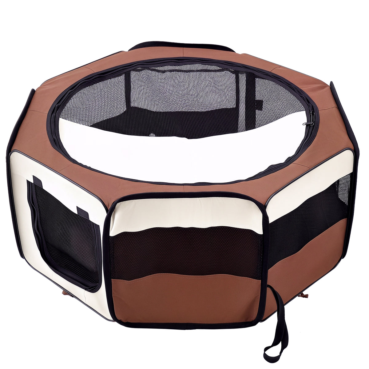 Portable Foldable Pet Playpen – Brown, 90 × 41cm