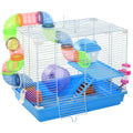 Two-Tier Hamster & Gerbil Cage with Handle, Wheel & Tunnels – Blue