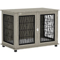 Dog Crate End Table with Washable Cushion – Grey