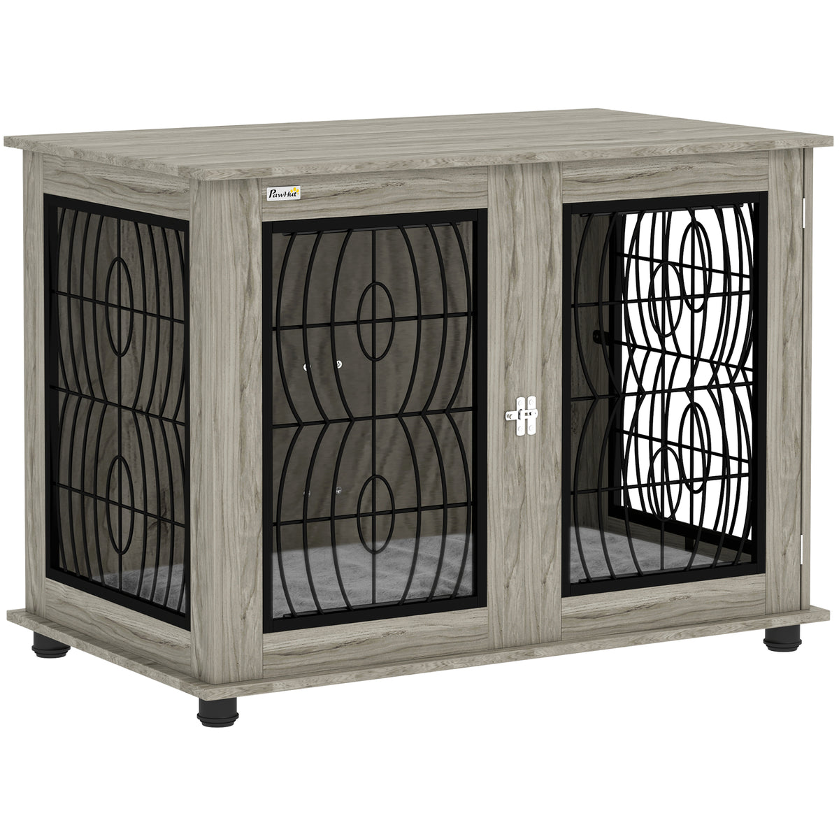 Dog Crate End Table with Washable Cushion – Grey