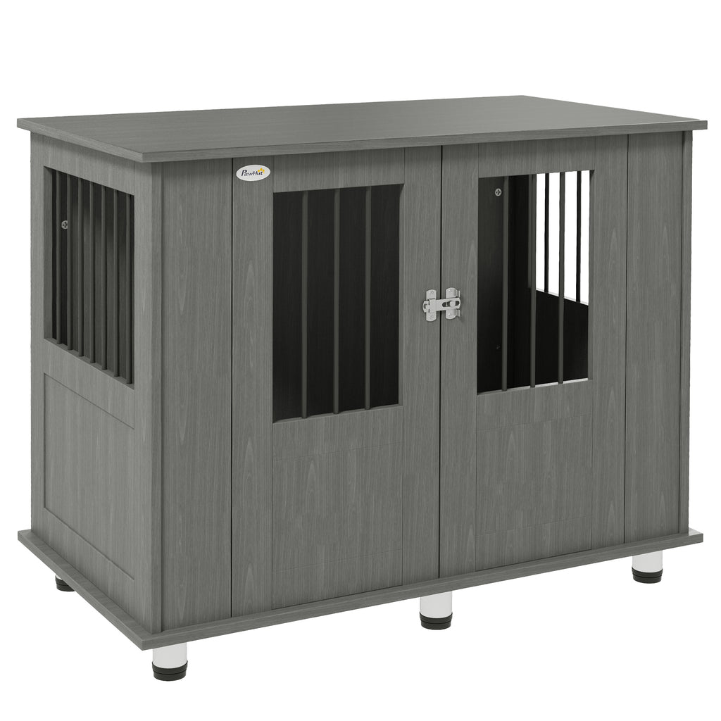 Dog Crate Table with Magnetic Door – Grey, 95cm