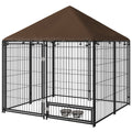 Outdoor Dog Kennel Playpen with Canopy & Rotating Bowl – 141 × 141 × 151cm