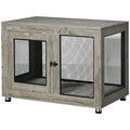 Two-Door Dog Crate Side Table with Cushion