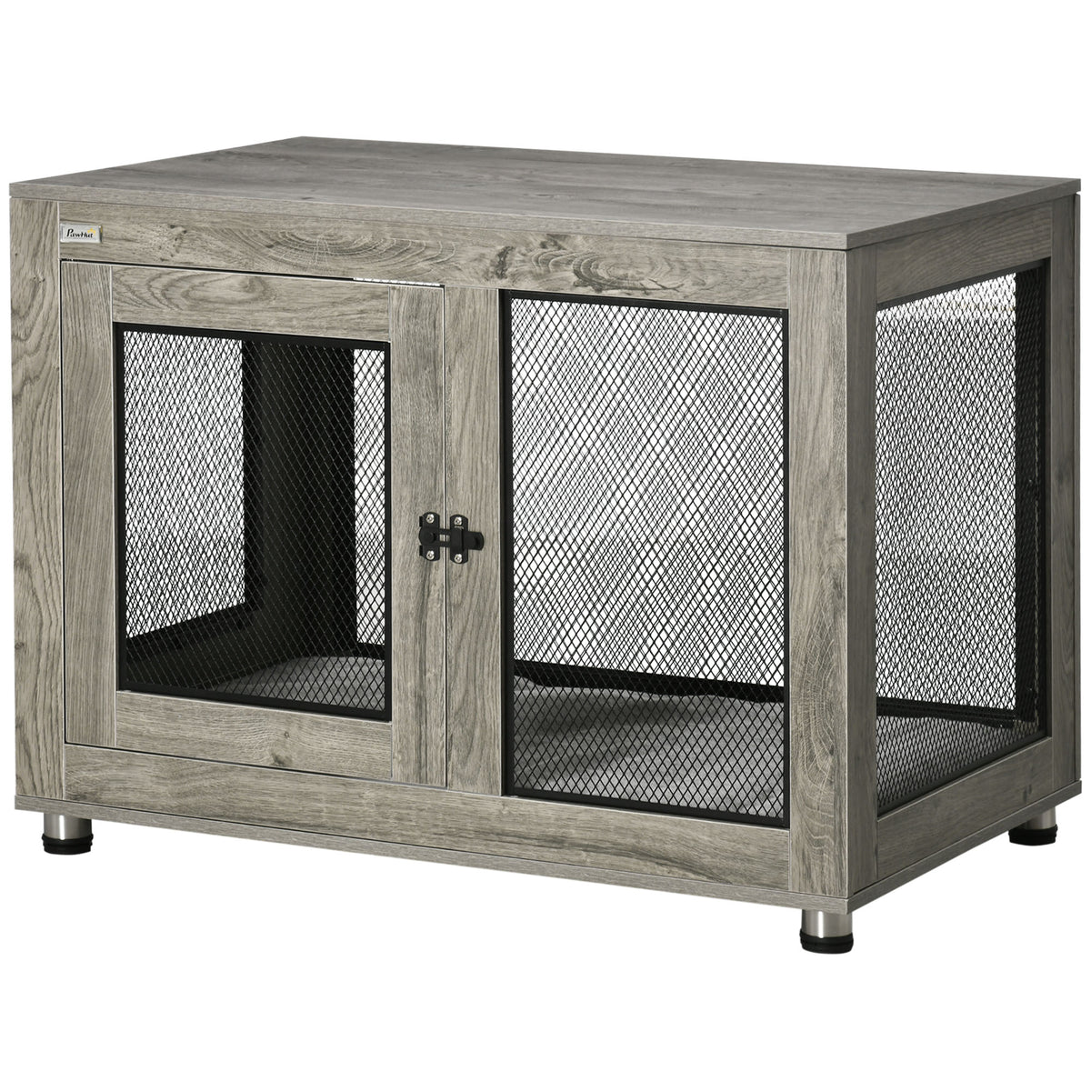 Two-Door Dog Crate Side Table with Cushion