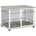 Dog Crate Side Table with Washable Cushion & Lockable Doors